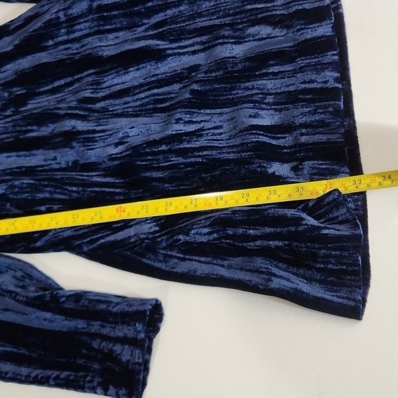 H&M Dress Womens Size 0 Blue Long sleeve New elastic waist Velvetine - Picture 7 of 9